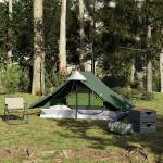 vidaXL Cort de camping pentru 2 persoane, verde, impermeabil
