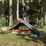 vidaXL Cort de camping pentru 2 persoane, gri, impermeabil