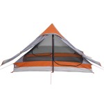 vidaXL Cort de camping pentru 2 persoane, gri, impermeabil