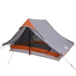 vidaXL Cort de camping pentru 2 persoane, gri, impermeabil