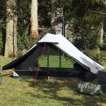 vidaXL Cort camping, 2 persoane, alb, țesătură opacă, impermeabil vidaXL Cort camping, 2 persoane, alb, țesătură opacă, impermeabil