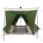vidaXL Cort de familie Tipi pentru 6 persoane, verde, impermeabil vidaXL Cort de familie Tipi pentru 6 persoane, verde, impermeabil