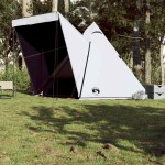 vidaXL Cort de familie Tipi 6 persoane, alb opac textil impermeabil vidaXL Cort de familie Tipi 6 persoane, alb opac textil impermeabil