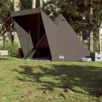 vidaXL Cort de familie Tipi pentru 6 persoane, maro, impermeabil vidaXL Cort de familie Tipi pentru 6 persoane, maro, impermeabil