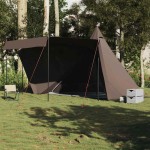 vidaXL Cort de familie Tipi pentru 8 persoane, maro, impermeabil vidaXL Cort de familie Tipi pentru 8 persoane, maro, impermeabil