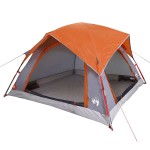vidaXL Cabină cort de camping 4 persoane gri și portocaliu impermeabil vidaXL Cabină cort de camping 4 persoane gri și portocaliu impermeabil