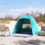 vidaXL Cort de plajă 3 persoane, verde marin, impermeabil