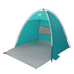 vidaXL Cort de plajă 3 persoane, verde marin, impermeabil