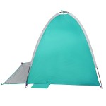 vidaXL Cort de plajă 3 persoane, verde marin, impermeabil