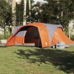 vidaXL Cort de familie cupolă 6 persoane, gri/portocaliu, impermeabil vidaXL Cort de familie cupolă 6 persoane, gri/portocaliu, impermeabil