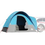 vidaXL Cort auto pentru 4 persoane, albastru, impermeabil vidaXL Cort auto pentru 4 persoane, albastru, impermeabil