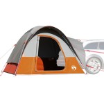 vidaXL Cort auto pentru 4 persoane, gri/portocaliu, impermeabil vidaXL Cort auto pentru 4 persoane, gri/portocaliu, impermeabil