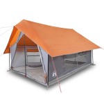 vidaXL Cort de camping pentru 5 persoane, gri/portocaliu, impermeabil