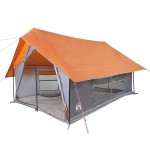 vidaXL Cort de camping pentru 5 persoane, gri/portocaliu, impermeabil