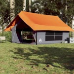 vidaXL Cort de camping pentru 5 persoane, gri/portocaliu, impermeabil