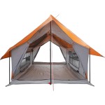 vidaXL Cort de camping pentru 5 persoane, gri/portocaliu, impermeabil