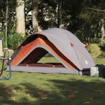 vidaXL Cort de camping pentru 1 persoană, gri/portocaliu, impermeabil