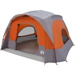 vidaXL Cort de camping pentru 6 persoane, gri/portocaliu, impermeabil