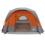 vidaXL Cort de camping pentru 6 persoane, gri/portocaliu, impermeabil