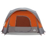vidaXL Cort de camping pentru 6 persoane, gri/portocaliu, impermeabil