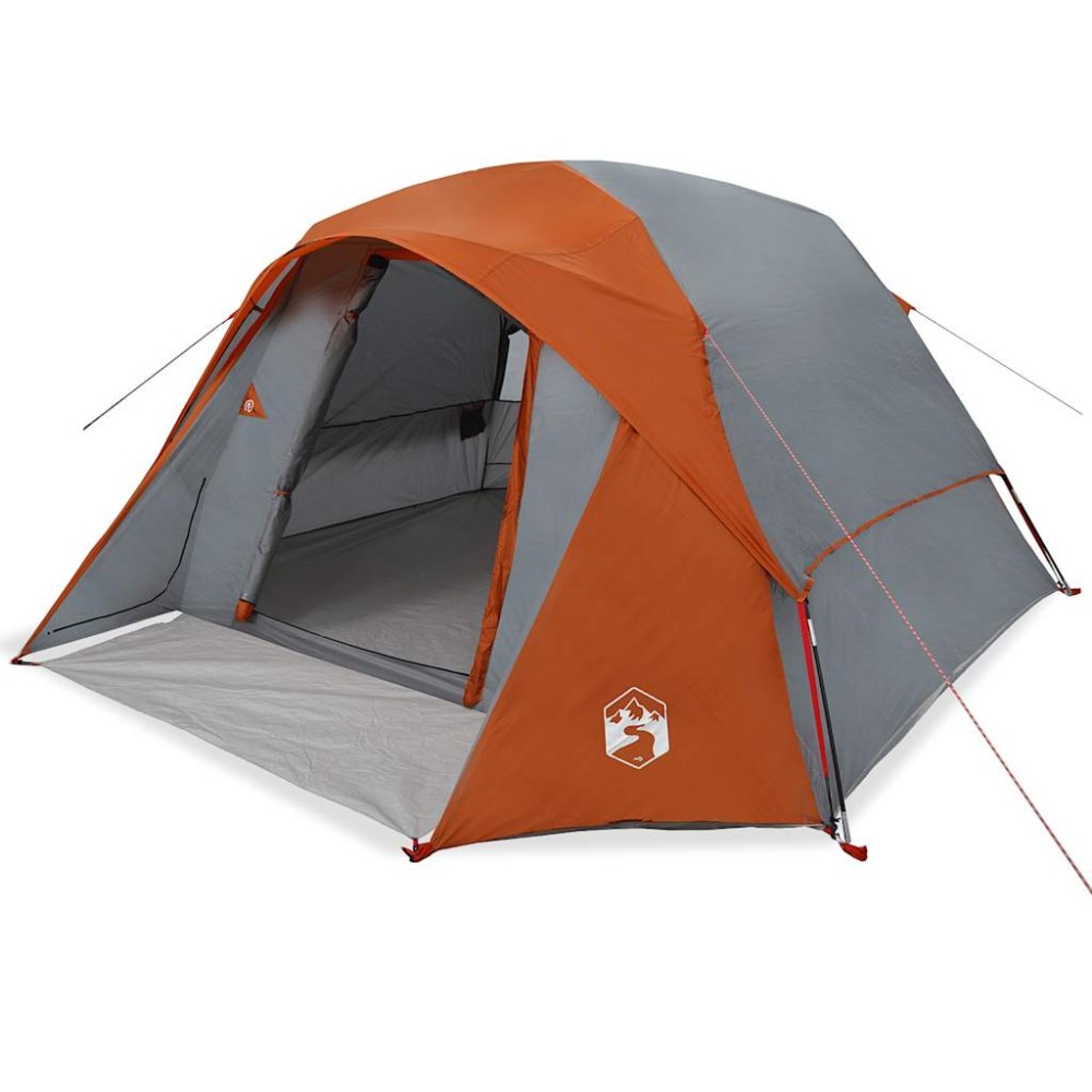 vidaXL Cabină cort de camping 4 persoane gri și portocaliu impermeabil