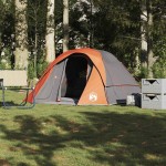 vidaXL Cabină cort de camping 4 persoane gri și portocaliu impermeabil vidaXL Cabină cort de camping 4 persoane gri și portocaliu impermeabil
