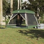 vidaXL Cort de familie pentru 6 persoane, verde, impermeabil vidaXL Cort de familie pentru 6 persoane, verde, impermeabil