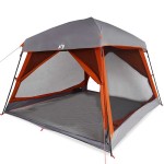 vidaXL Cort de camping pentru 6 persoane, gri/portocaliu, impermeabil