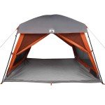 vidaXL Cort de camping pentru 6 persoane, gri/portocaliu, impermeabil