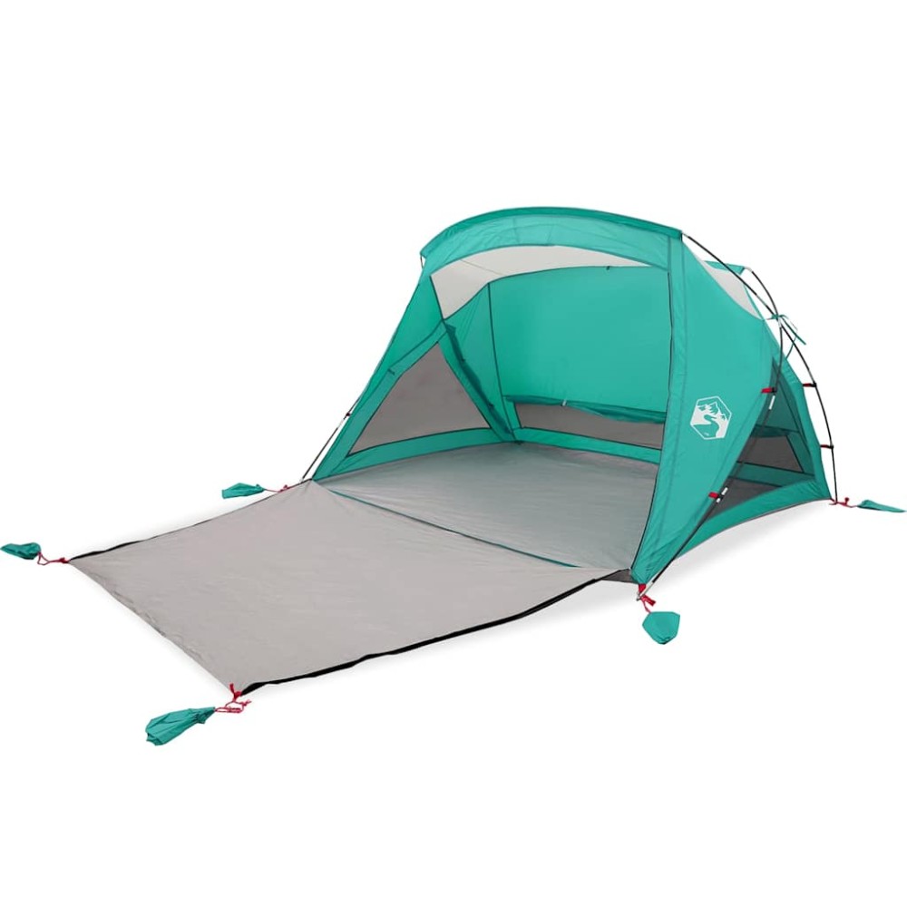 vidaXL Cort de plajă 2 persoane, verde marin, impermeabil