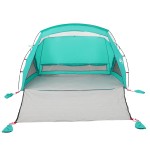 vidaXL Cort de plajă 2 persoane, verde marin, impermeabil