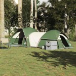 vidaXL Cort de camping pentru 5 persoane, verde, impermeabil