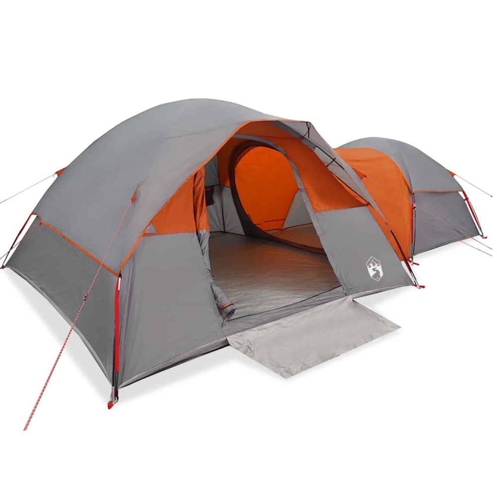 vidaXL Cort de camping pentru 5 persoane, gri/portocaliu, impermeabil
