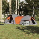 vidaXL Cort de camping pentru 5 persoane, gri/portocaliu, impermeabil