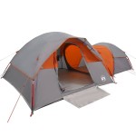 vidaXL Cort de camping pentru 5 persoane, gri/portocaliu, impermeabil