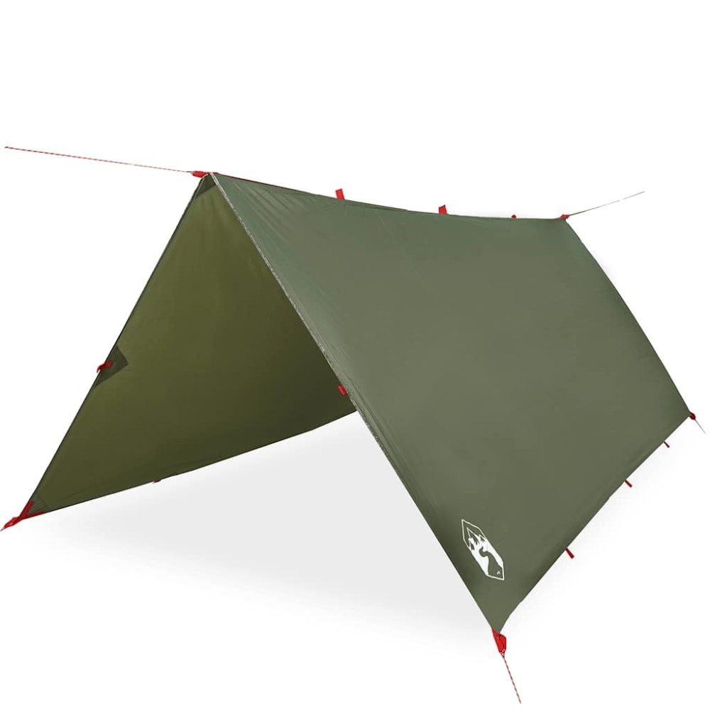 vidaXL Prelată de camping, verde măsliniu, 366x306 cm, impermeabilă