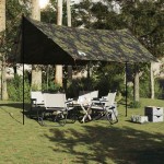vidaXL Prelată de camping, camuflaj, 462x306x211 cm, impermeabilă