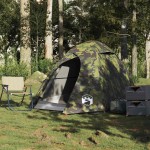 vidaXL Cort de camping cupolă pentru 2 persoane, camuflaj, impermeabil