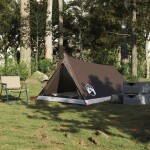 vidaXL Cort de camping pentru 2 persoane, maro, impermeabil