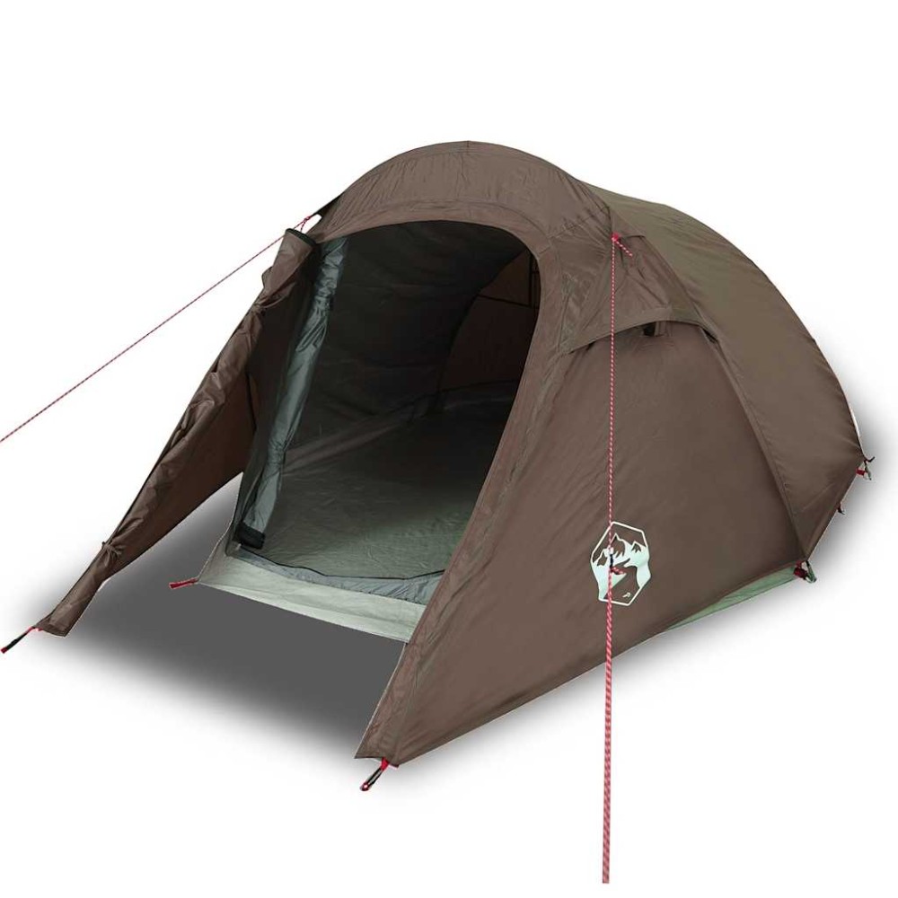 vidaXL Cort de camping tunel pentru 3 persoane, maro, impermeabil