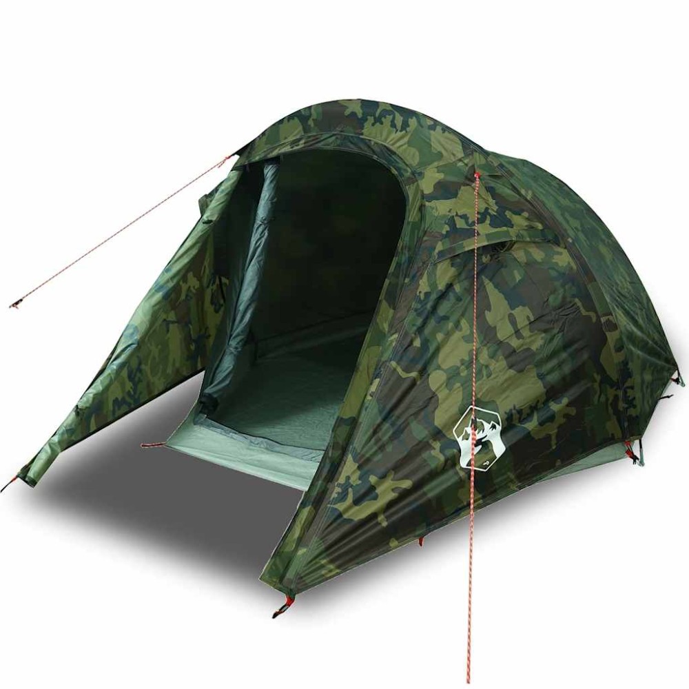vidaXL Cort de camping tunel pentru 3 persoane, camuflaj, impermeabil