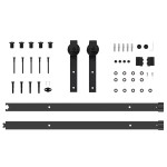 vidaXL Set feronerie pentru uși glisante, negru, 152,5 cm, oțel vidaXL Set feronerie pentru uși glisante, negru, 152,5 cm, oțel