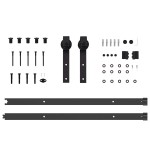 vidaXL Set feronerie pentru uși glisante, negru, 213,5 cm, oțel vidaXL Set feronerie pentru uși glisante, negru, 213,5 cm, oțel
