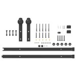 vidaXL Set feronerie pentru ușă glisantă, negru, 183 cm, oțel vidaXL Set feronerie pentru ușă glisantă, negru, 183 cm, oțel