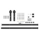vidaXL Set feronerie pentru uși glisante, negru, 213,5 cm, oțel vidaXL Set feronerie pentru uși glisante, negru, 213,5 cm, oțel