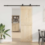 vidaXL Set feronerie pentru uși glisante, negru, 213 cm, oțel