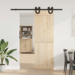 vidaXL Set feronerie pentru ușă glisantă, negru, 183 cm, oțel vidaXL Set feronerie pentru ușă glisantă, negru, 183 cm, oțel