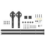vidaXL Set feronerie pentru ușă glisantă, negru, 183 cm, oțel vidaXL Set feronerie pentru ușă glisantă, negru, 183 cm, oțel