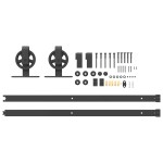 vidaXL Set feronerie pentru ușă glisantă, negru, 183 cm, oțel vidaXL Set feronerie pentru ușă glisantă, negru, 183 cm, oțel