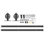 vidaXL Set feronerie pentru uși glisante, negru, 200 cm, oțel vidaXL Set feronerie pentru uși glisante, negru, 200 cm, oțel